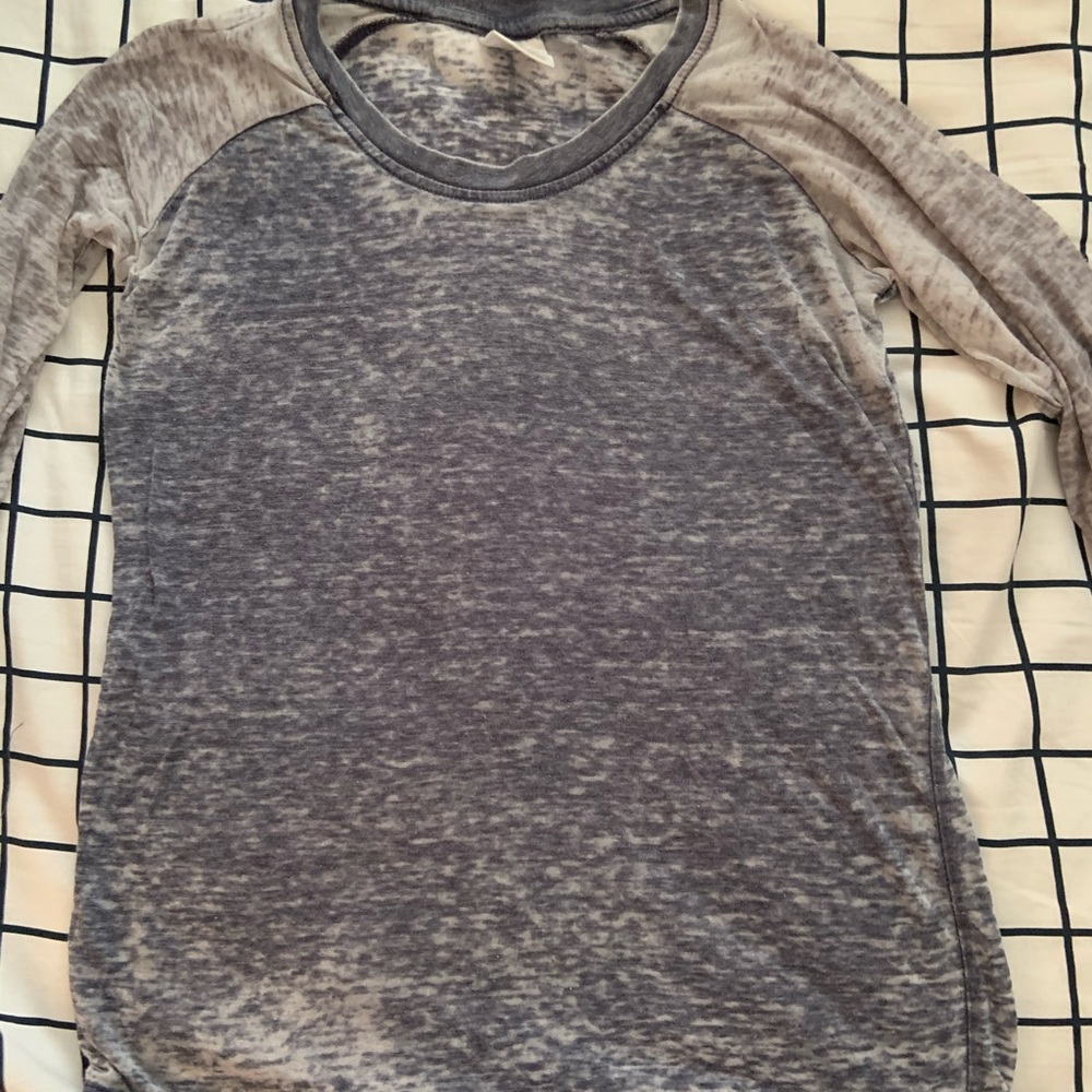 Distressed grey & blue half sleeve tee